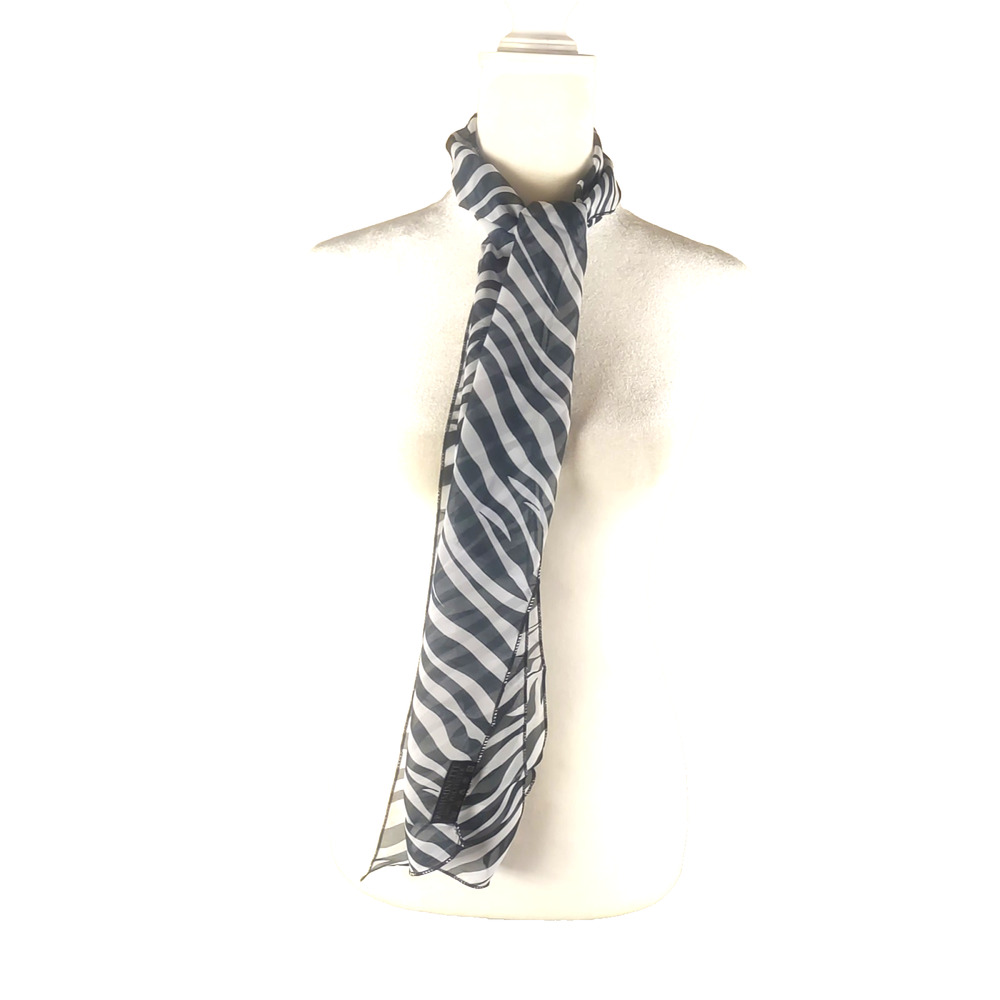 Pashminette Women's Scarf Rectangle 60 X 6 Zebra Print Black White Animal